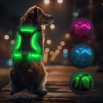 Light Up Dog Harness - Rechargeable LED