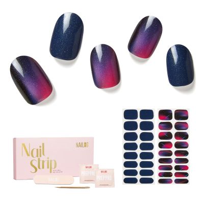 NAILOG UV-Curing Ombre Gel Nail Strips, Neon Nocturne