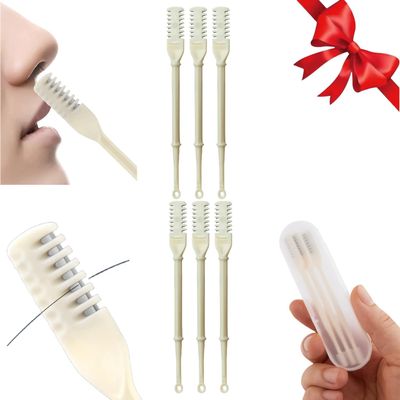 2-in-1 Manual Nose Hair Trimmer, Double-Sided, 360° Rotating, Beige, 6-Piece
