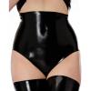 GAYLOP Black High-Waisted Latex Boxer Shorts with Cut Legs - Women's M view 2