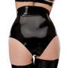 GAYLOP Black High-Waisted Latex Boxer Shorts with Cut Legs - Women's M view 4