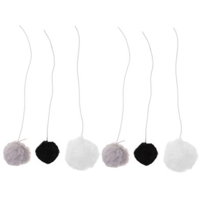 Parliky Cat Toy Balls, 6-Piece Set, Hanging Plush Balls with Elastic Rope