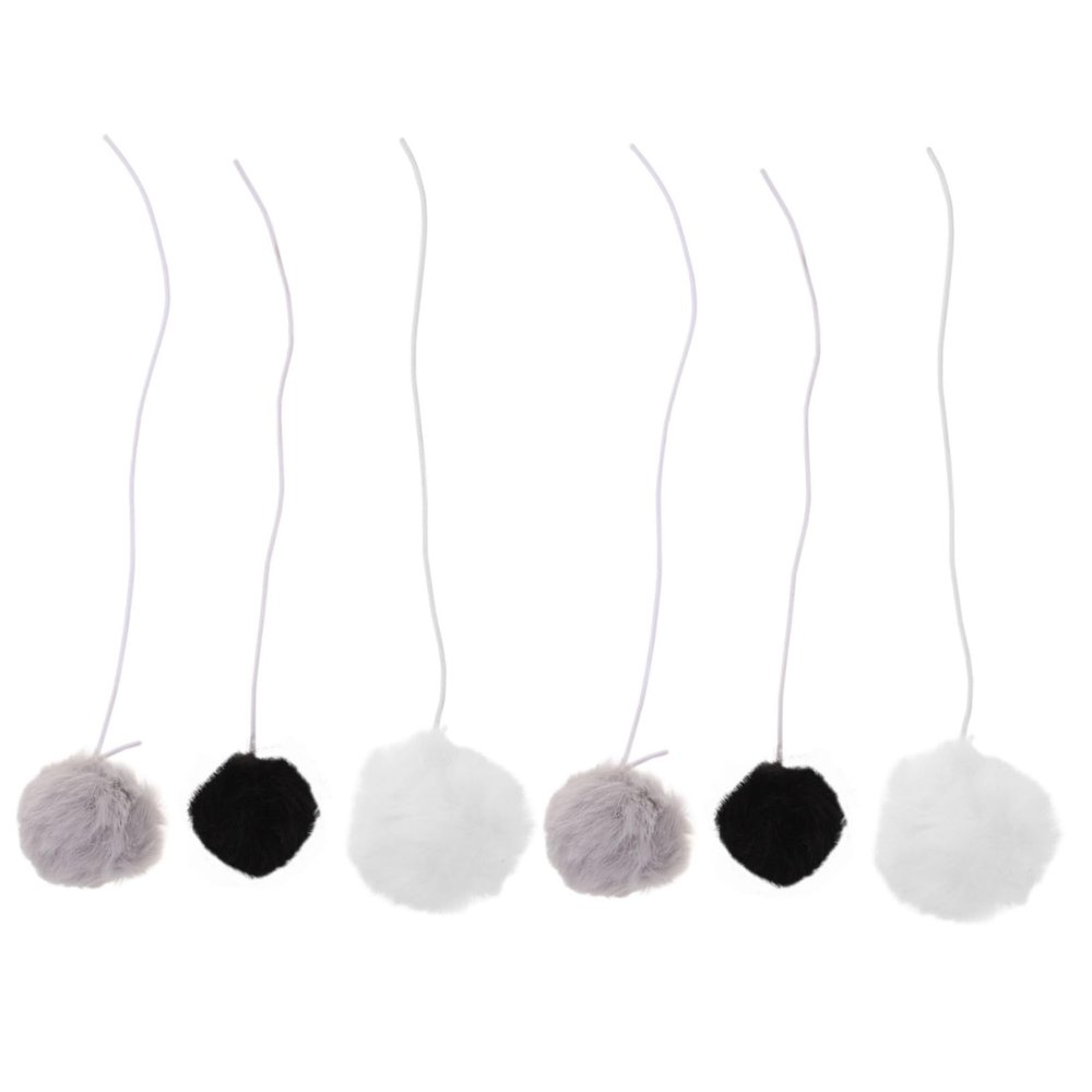 Parliky Cat Toy Balls, 6-Piece Set, Hanging Plush Balls with Elastic Rope