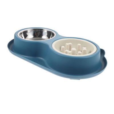 COLLBATH Stainless Steel and Plastic Double Bowl for Cats and Dogs
