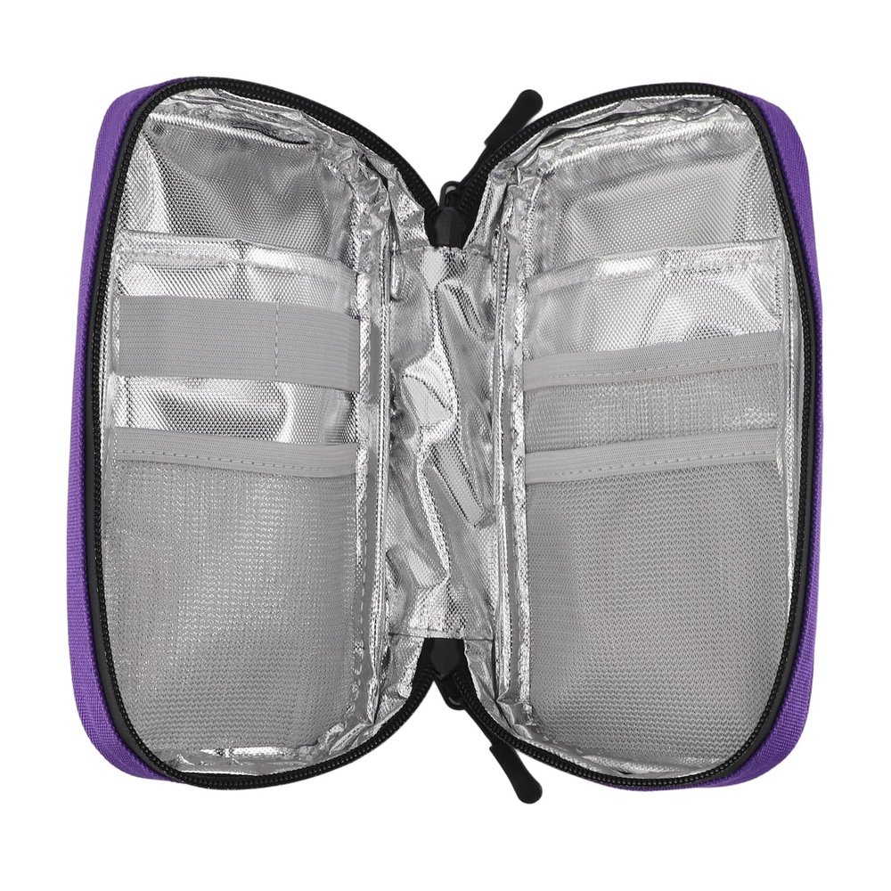 POVVFRTY Insulin Cooler Travel Case, Soft Oxford Fabric, Compact Portable Diabetic Case with 2 Ice Packs, Purple