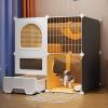 GUAWJRZDP 2/3-Tier Indoor Cat Cage, DIY Cat Playpen with Litter Box, Rattan-Style Mesh Door, Cat House, for 1–3 Cats (29.5 x 15.4 x 28.7 in) view 1