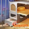 GUAWJRZDP 2/3-Tier Indoor Cat Cage, DIY Cat Playpen with Litter Box, Rattan-Style Mesh Door, Cat House, for 1–3 Cats (29.5 x 15.4 x 28.7 in) view 4