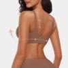 SRZYMJ Women's Wireless Push-Up Bra, Plus Size, Seamless Soft V-Neck T-Shirt Bra, Coffee, L view 4