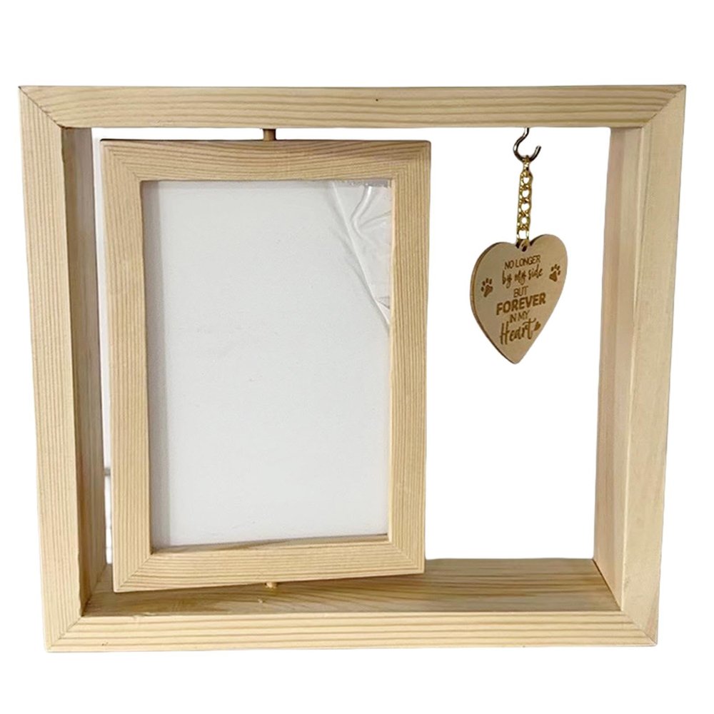 Rotating Pet Memorial Picture Frame with Heart Charm