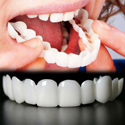 Brigtviee 2 Pairs Snap-In Veneers, Fake Teeth, Upper and Lower