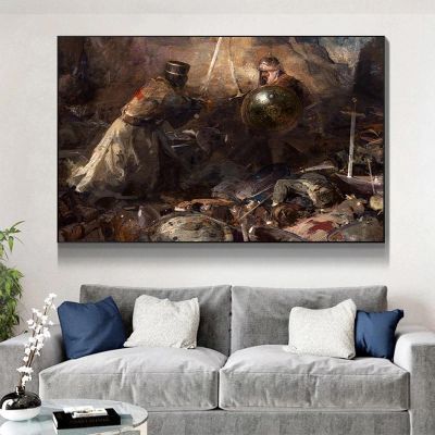 Yangld Event Illustrations Before the Battle, Vintage Paintings and Prints, Canvas Poster, Wall Art for Living Room Decor, 50 x 75 cm, Unframed