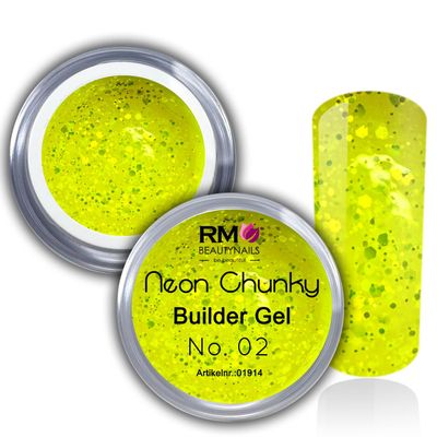 Neon Chunky Yellow Glitter Builder Gel, HEMA-Free, 50 ml