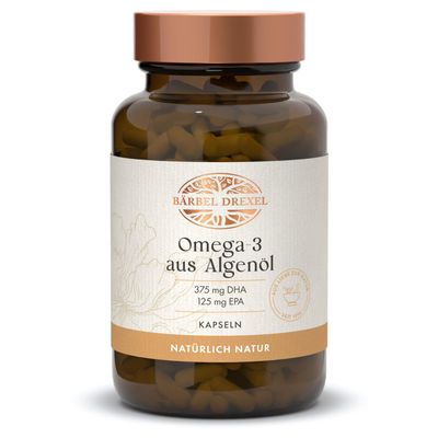 Vegan Omega-3 Capsules with 500 mg Omega-3 from Algae Oil, 375 mg DHA & 125 mg EPA, 30 Capsules
