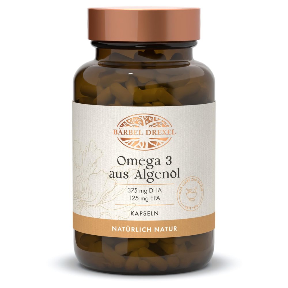 Vegan Omega-3 Capsules with 500 mg Omega-3 from Algae Oil, 375 mg DHA & 125 mg EPA, 30 Capsules