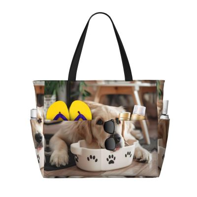 ZISHAK Cute Paw Print Dog Bowl, Spacious Handbag, Sand-Resistant Beach Tote for Fashionable Women, Black, One Size