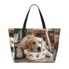 ZISHAK Cute Paw Print Dog Bowl, Spacious Handbag, Sand-Resistant Beach Tote for Fashionable Women, Black, One Size view 3