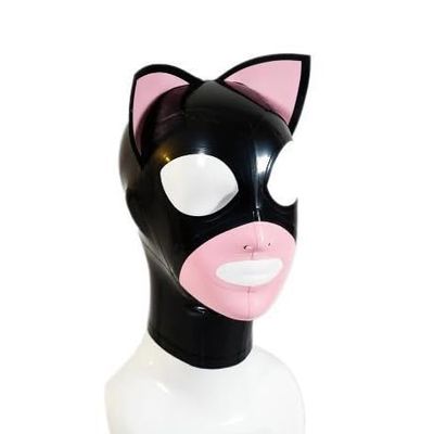 ZYDHHP Latex Cat Mask with Cat Ears, BDSM/Fetish, Size M, Black