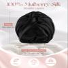 Miss Adola 19 Momme Mulberry Silk Sleep Bonnet for Women with Scrunchie and Eye Mask, Dark Black view 3