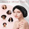 Miss Adola 19 Momme Mulberry Silk Sleep Bonnet for Women with Scrunchie and Eye Mask, Dark Black view 4