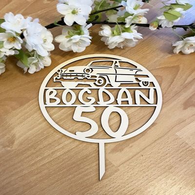 NoriKids Birthday Cake Topper with Car, Name & Age