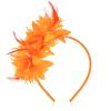 MWOOT Feather Headband with Artificial Flowers, 1920s Fascinator for Women, Orange Feather Headpiece view 1