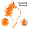 MWOOT Feather Headband with Artificial Flowers, 1920s Fascinator for Women, Orange Feather Headpiece view 2