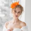 MWOOT Feather Headband with Artificial Flowers, 1920s Fascinator for Women, Orange Feather Headpiece view 4