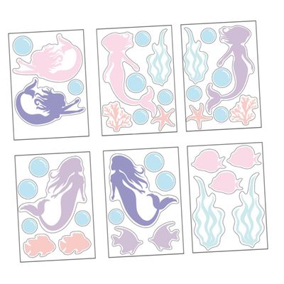 Self-Adhesive Mermaid Wall Decals for Kids' Room, 1 Set