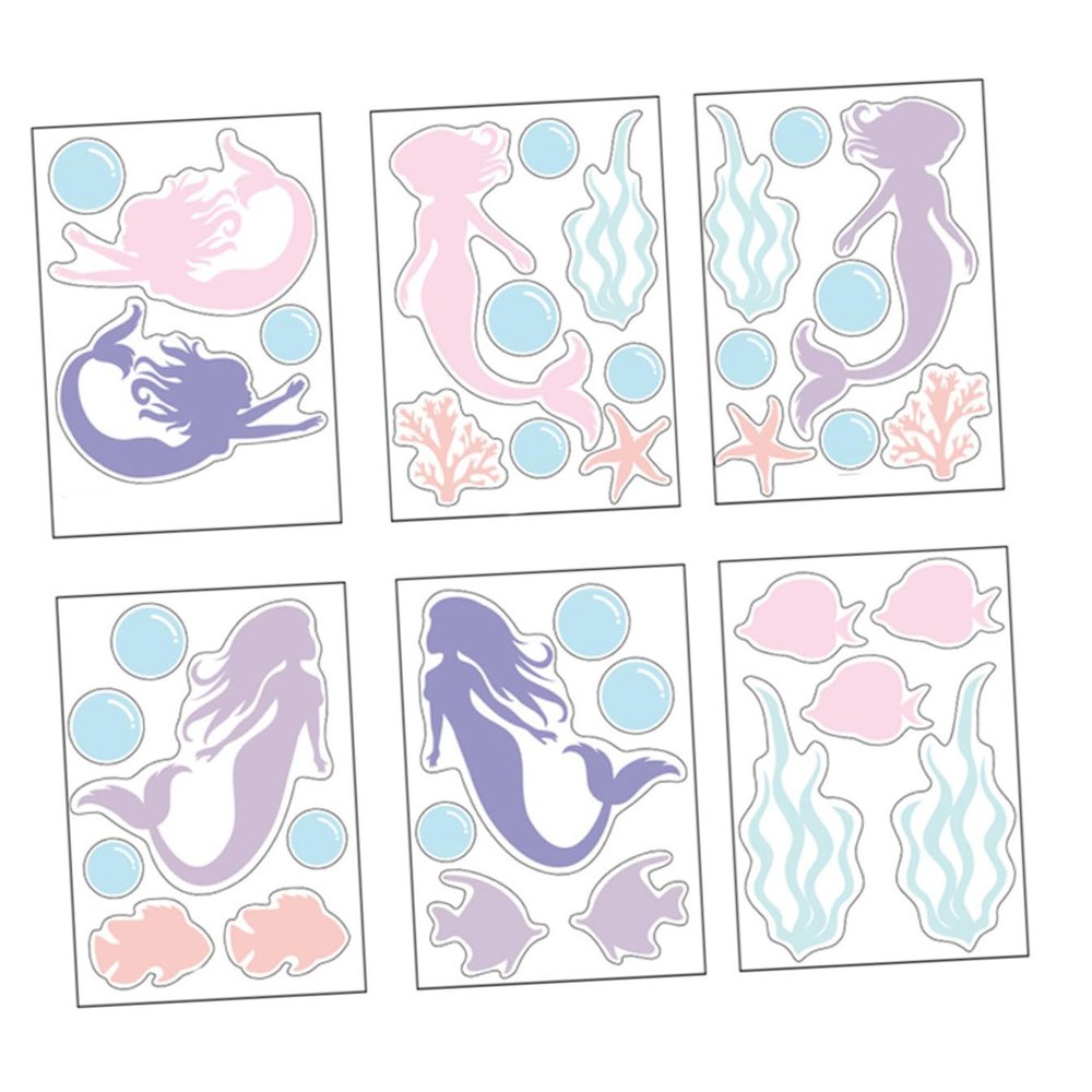 Self-Adhesive Mermaid Wall Decals for Kids' Room, 1 Set