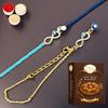 Ghasitaram Gifts Jaiccha Evil Eye Bhaiya Bhabhi Rakhi Set, RMJ-6012, with 200 g Besan Barfi view 1