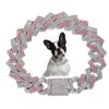 Pink Rhinestone Cuban Link Dog Collar, 10 in view 1