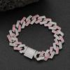Pink Rhinestone Cuban Link Dog Collar, 10 in view 2
