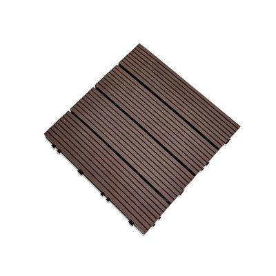 Interlocking Plastic Deck Tiles, Waterproof Outdoor Flooring, Dark Brown, 11.8 x 11.8 in, 5 Pieces