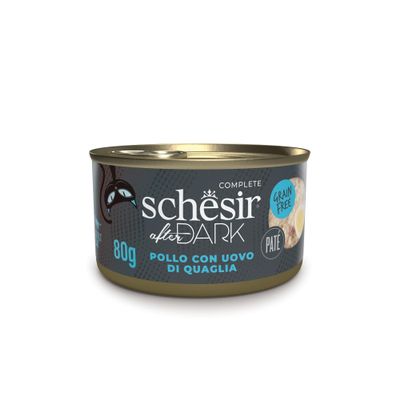 Schesir After Dark Chicken and Quail Egg Pâté Complete Wet Cat Food (12 x 80 g Cans)
