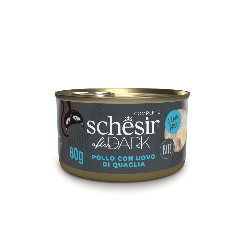 Schesir After Dark Chicken and Quail Egg Pâté Complete Wet Cat Food (12 x 80 g Cans)