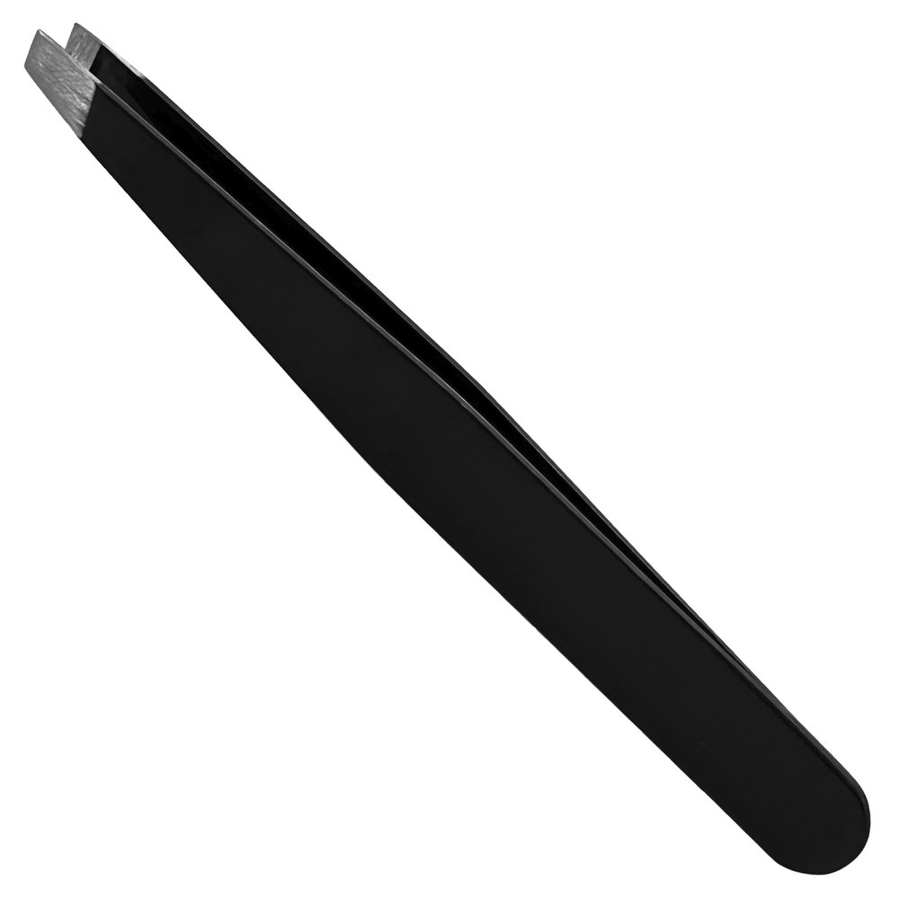 Professional Slant-Tip Eyebrow Tweezers for Hair Removal, Black