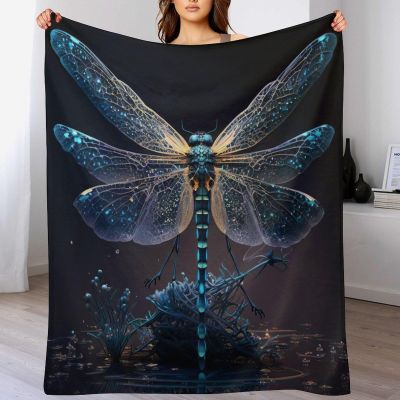 PAZZK Dragonfly Fleece Blanket, Extra-Soft Cozy Flannel Sofa Blanket, 130 x 150 cm