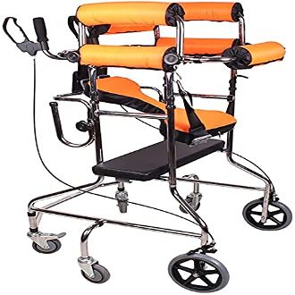 WUFUE Medical Walker with Seat for Stroke Rehabilitation, Orange