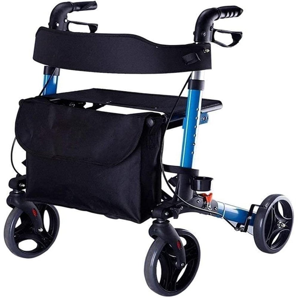 Lightweight Foldable Height-Adjustable Aluminum Rollator for Older Adults