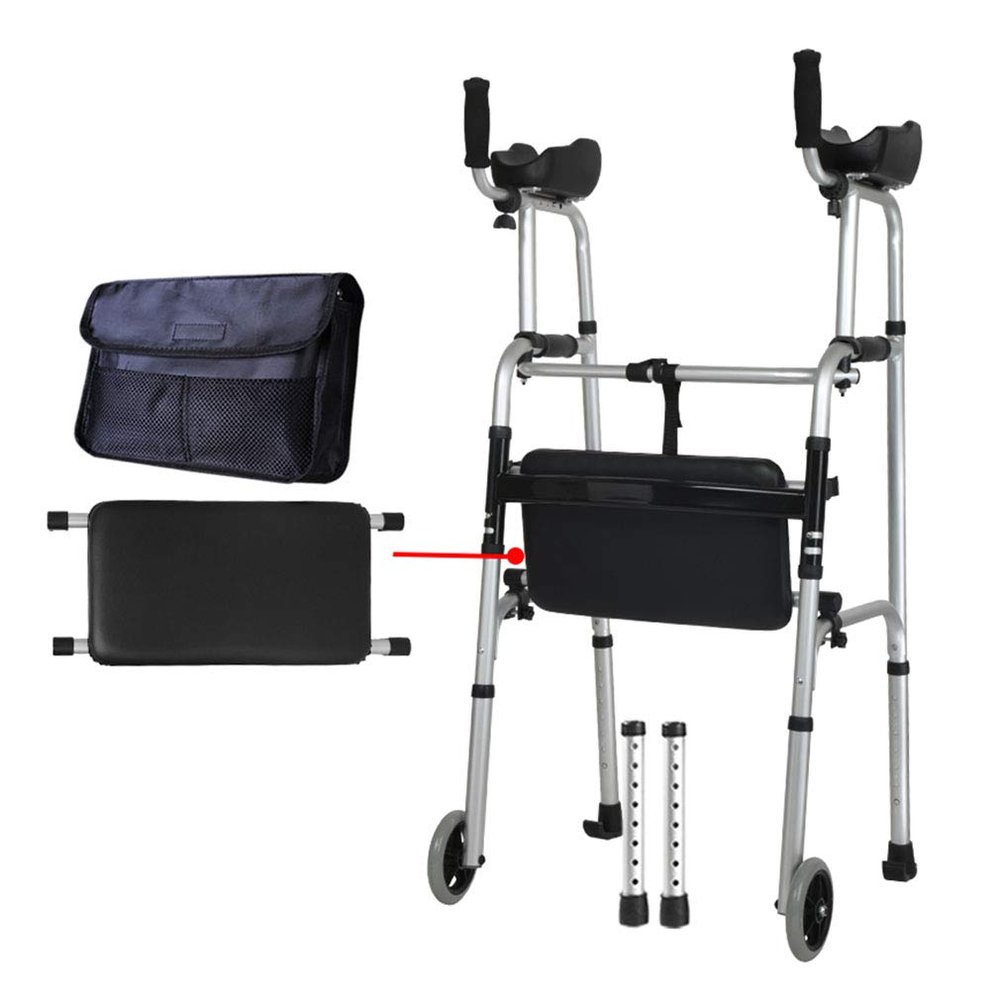 Padded Shower Chair and Foldable Rolling Walker for Seniors