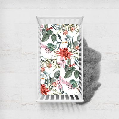 Morbuy Floral Fitted Sheet for Baby and Toddler Mattresses, 135 x 100 cm