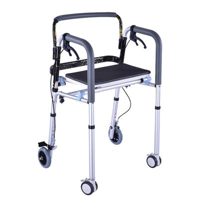 Lightweight Foldable Rollator Walker with Padded Seat and Wheels, Height-Adjustable Walking Aid