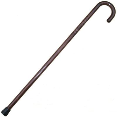 Dark Brown Solid Wood Walking Cane with Curved Handle
