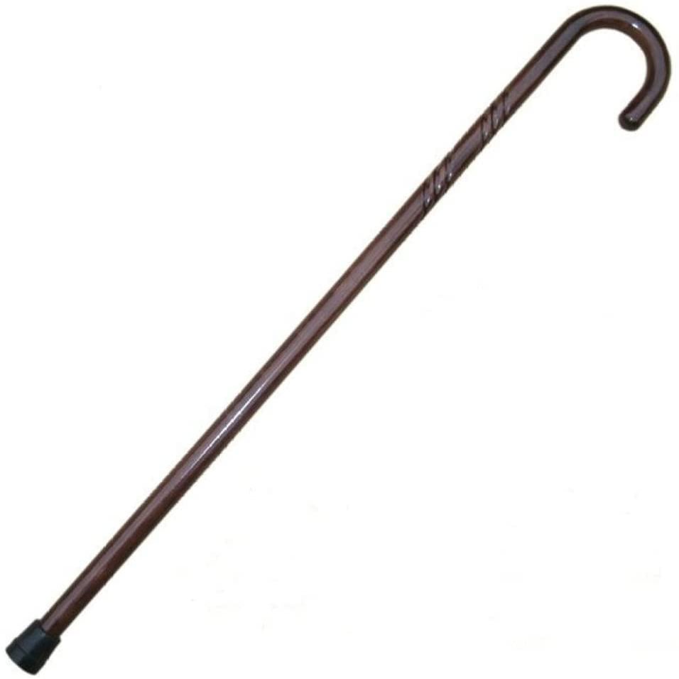 Dark Brown Solid Wood Walking Cane with Curved Handle