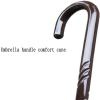 Dark Brown Solid Wood Walking Cane with Curved Handle view 4