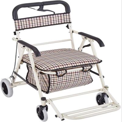 Four-Wheel Rollator Shopping Cart with Seat