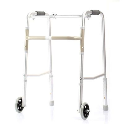 Foldable Adjustable Aluminum Walker with 2 Wheels, 100 kg Capacity