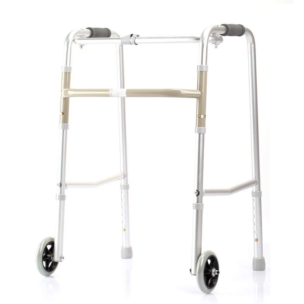 Foldable Adjustable Aluminum Walker with 2 Wheels, 100 kg Capacity