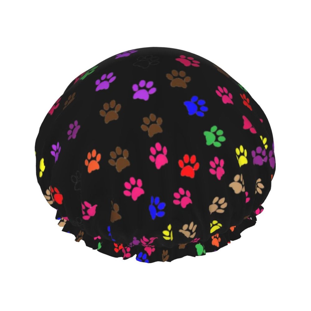Shower Cap with Elegant Paw Print, Soft, Lightweight, Eco-Friendly, Breathable