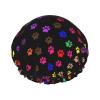 Shower Cap with Elegant Paw Print, Soft, Lightweight, Eco-Friendly, Breathable view 1